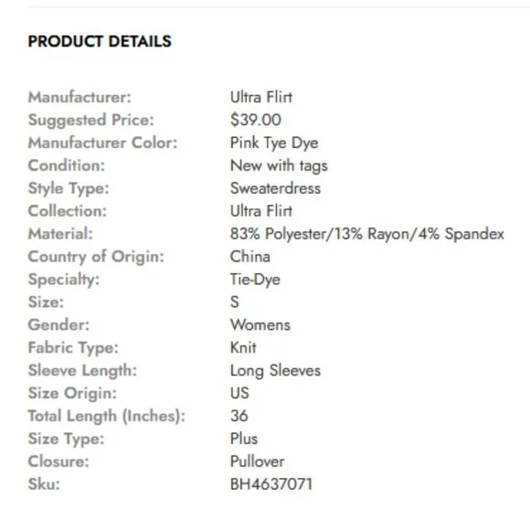 Ultra Flirt Plus Tie-Dye Long Sleeve Short Sweaterdress - Picture 5 of 8